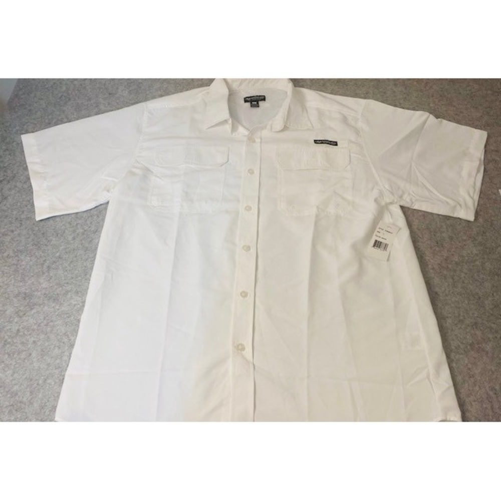 Mossy Oak White Short Sleeve Button Up Vented Fishing Shirt Mens Sz L ***NWT‎
